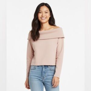 & Other Stories Pink Off The Shoulder Cropped Sweatshirt Sweater Size 10